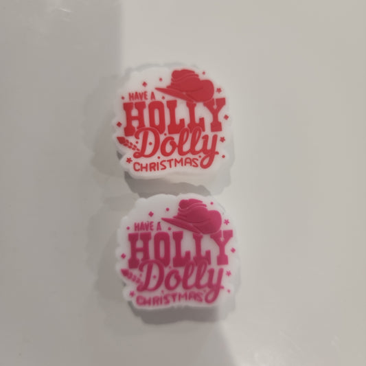 Holly dolly christmas silicone focal bead custom christmas bead