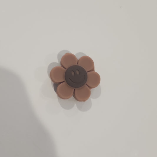 Happy daisy chocolate camel color silicone focal bead custom exclusive beads