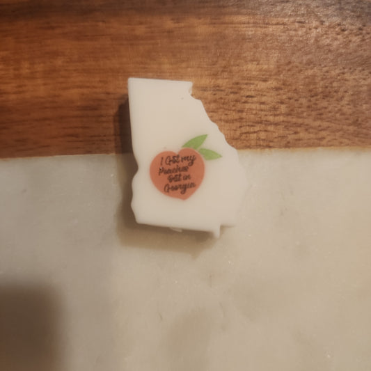 I got my peaches down in Georgia state printed focal bead CUSTOM silicone focal beads