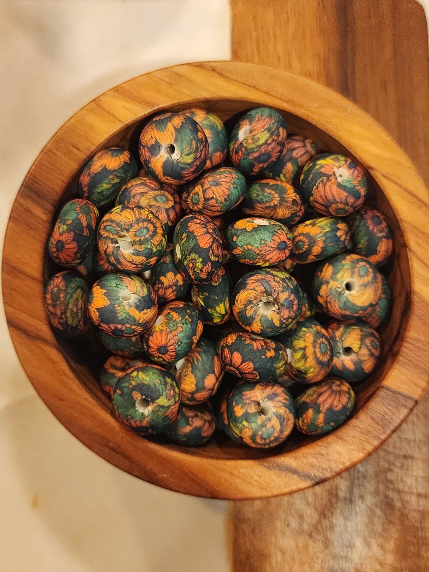 Beautiful Neon Flowers - 15mm | Round, Hexagon or Abacus