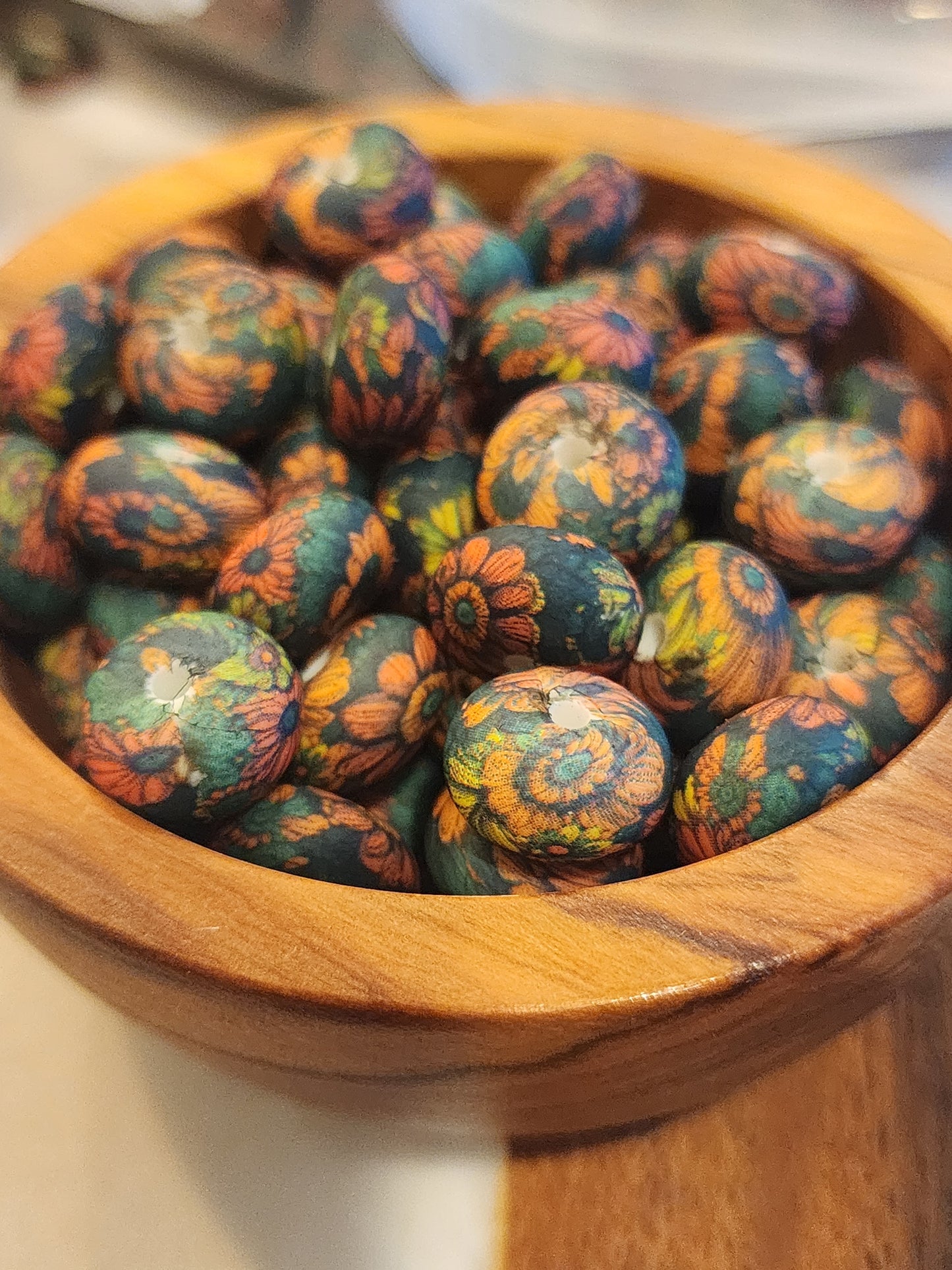 Beautiful Neon Flowers - 15mm | Round, Hexagon or Abacus