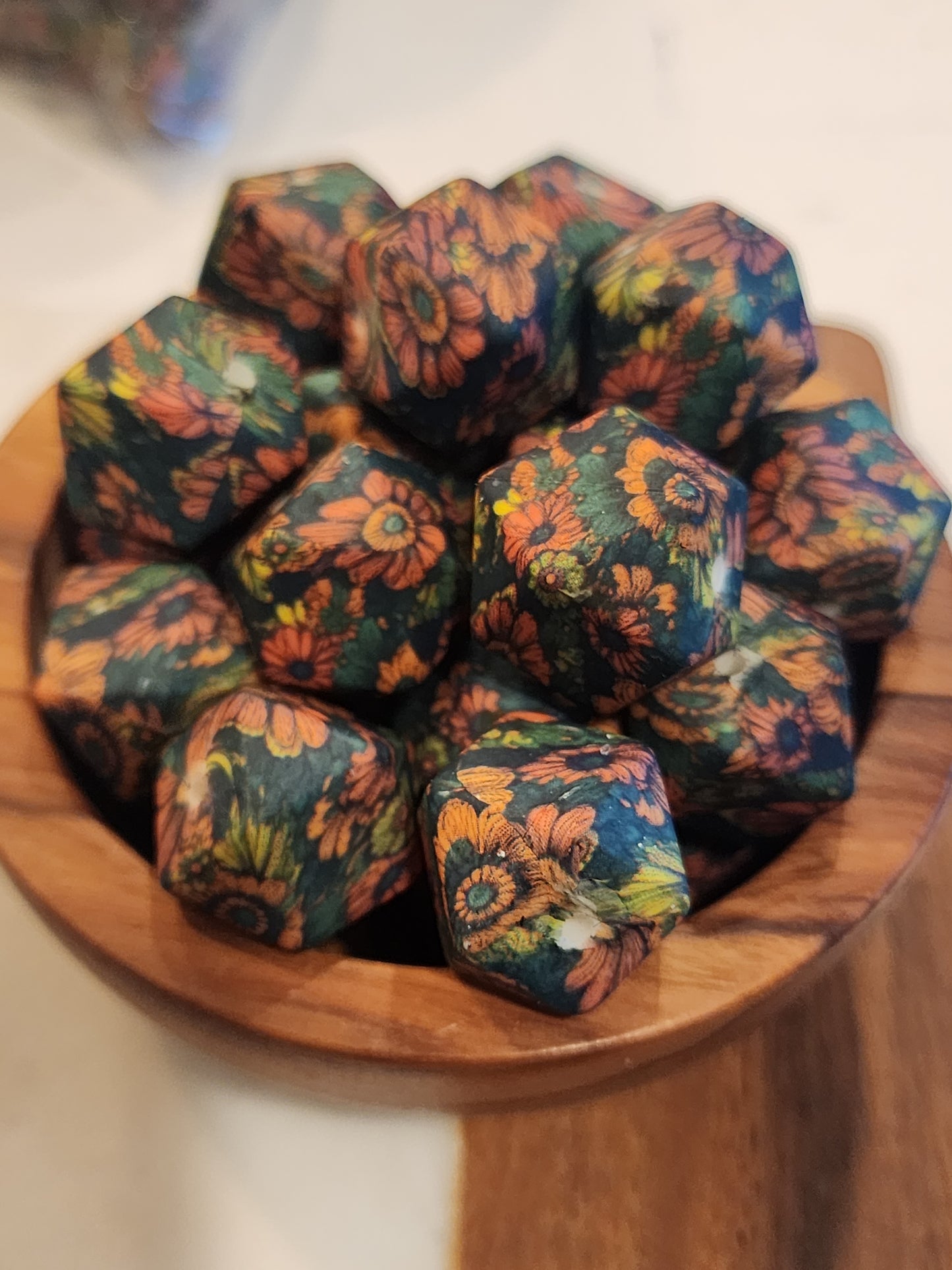 Beautiful Neon Flowers - 15mm | Round, Hexagon or Abacus