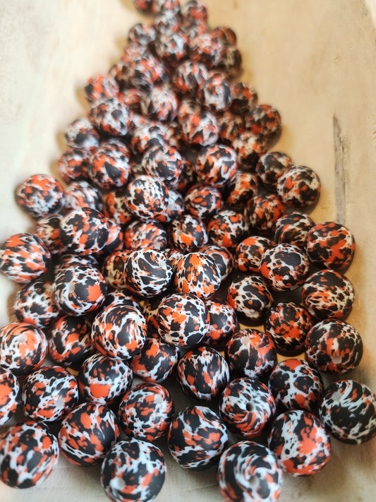 Halloween bloody cow orange cow silicone printed beads