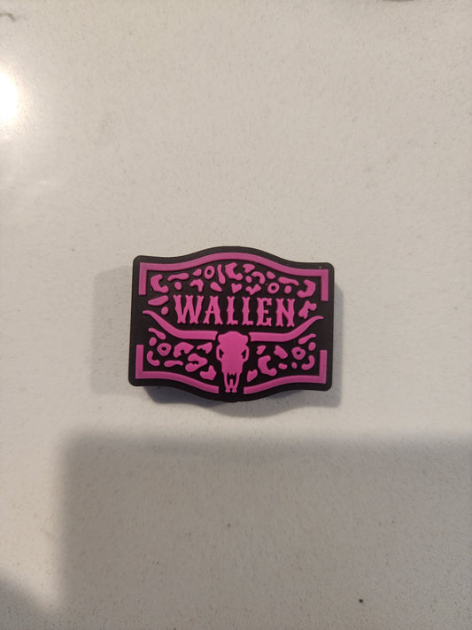 Wallen pink on black silicone focal belt buckle bead country music CUSTOM EXCLUSIVE