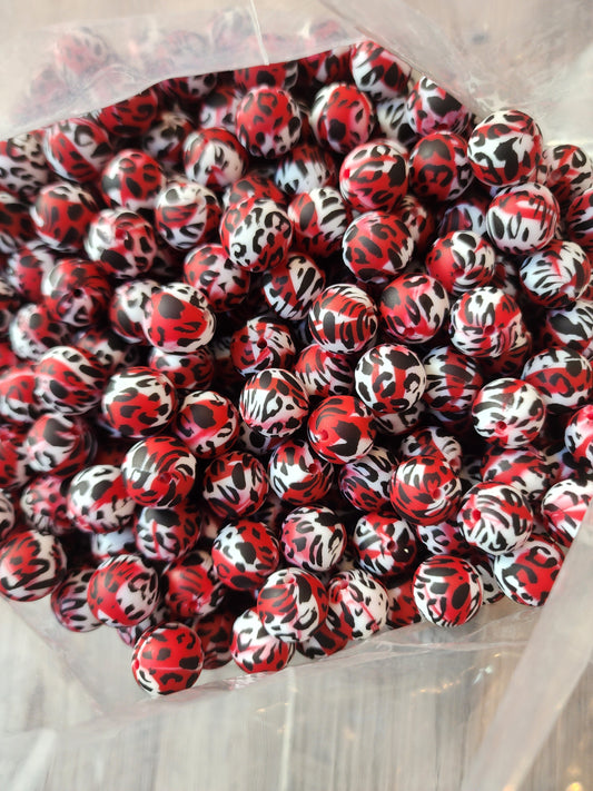 Christmas cheetah silicone print beads