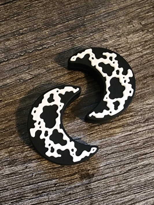 Cow embossed moon customnsilicone focal beads bead western