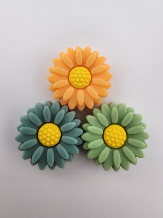 Custom collab Daisy flower flowers silicone focal beads exclusive bead