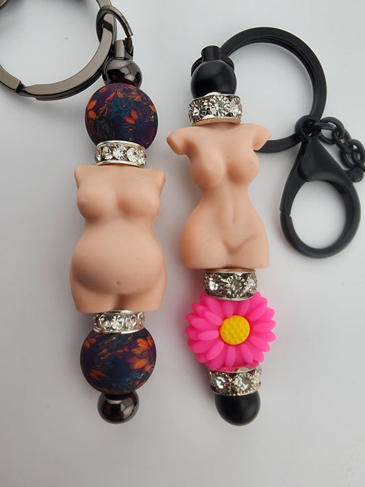 Custom exclusive silicone focal beads woman woman's body pregnant woman's body light skin color