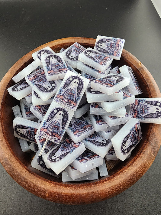 Haunted by my tbr list custom silicone print focal bead book beads