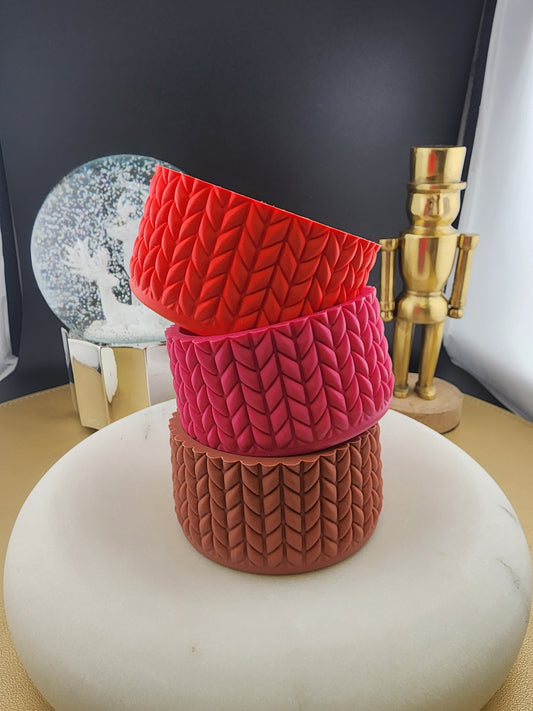 Custom collab exclusive silicone  boots for stanley tumblers cable knit sweater cup boot