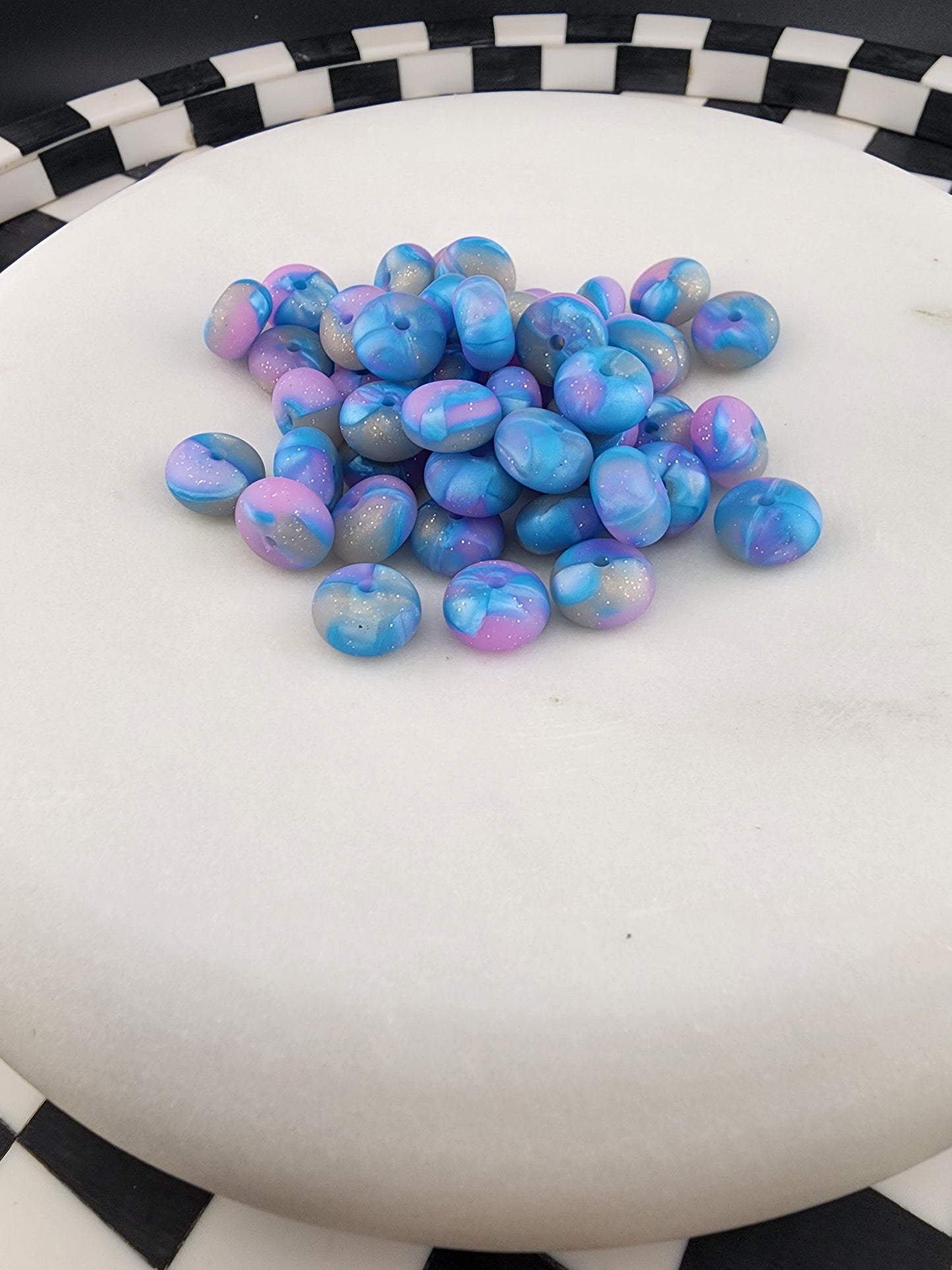 Glitter and swirl abacus all colors silicone beads