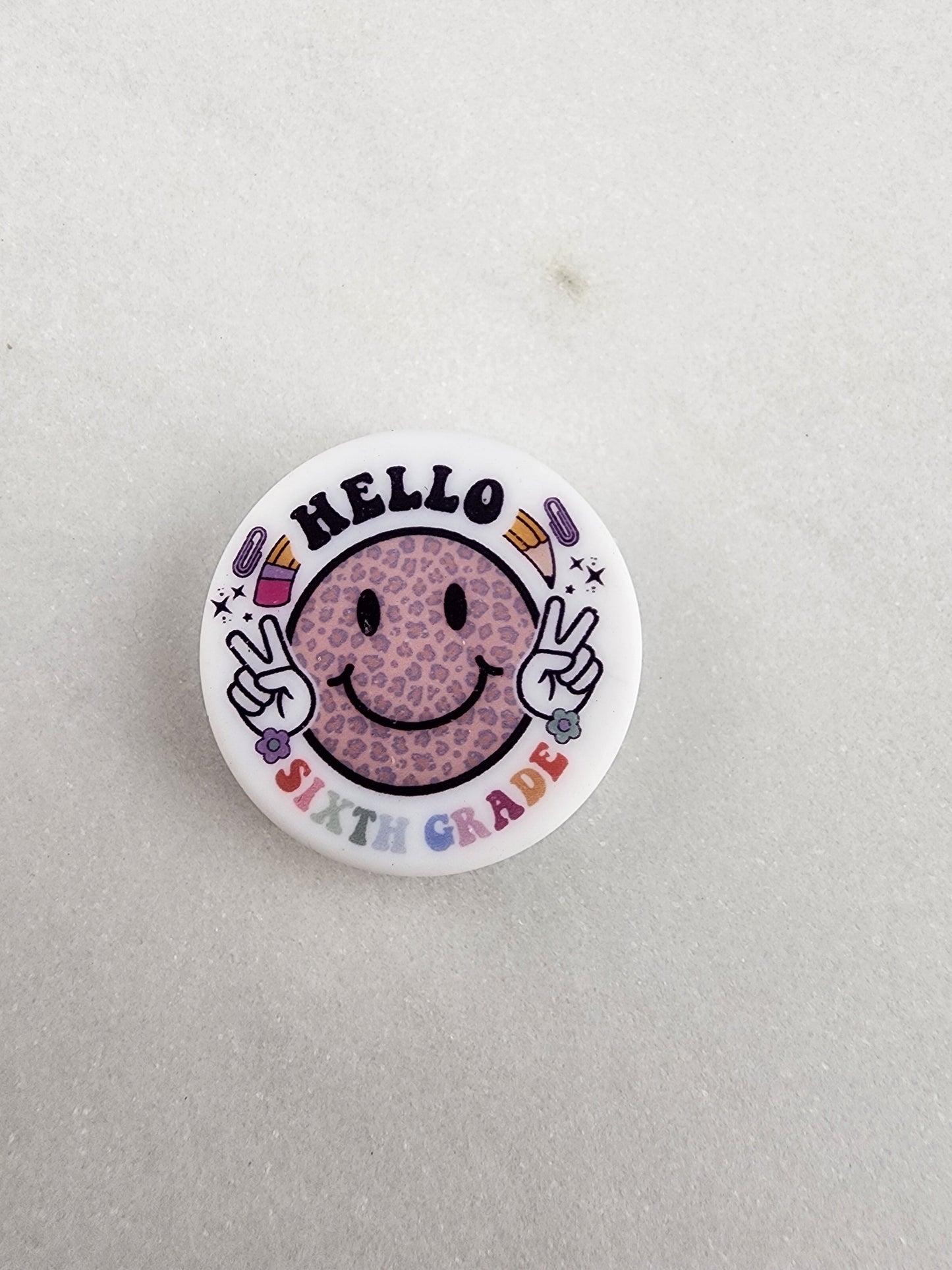 Grades print bead checker smiley silicone focal bead