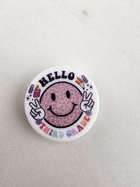 Grades print bead checker smiley silicone focal bead