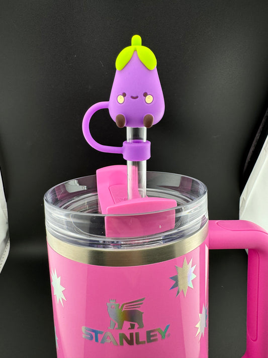 Eggplant 🍆 straw topper for tumblers custom silicone toppers