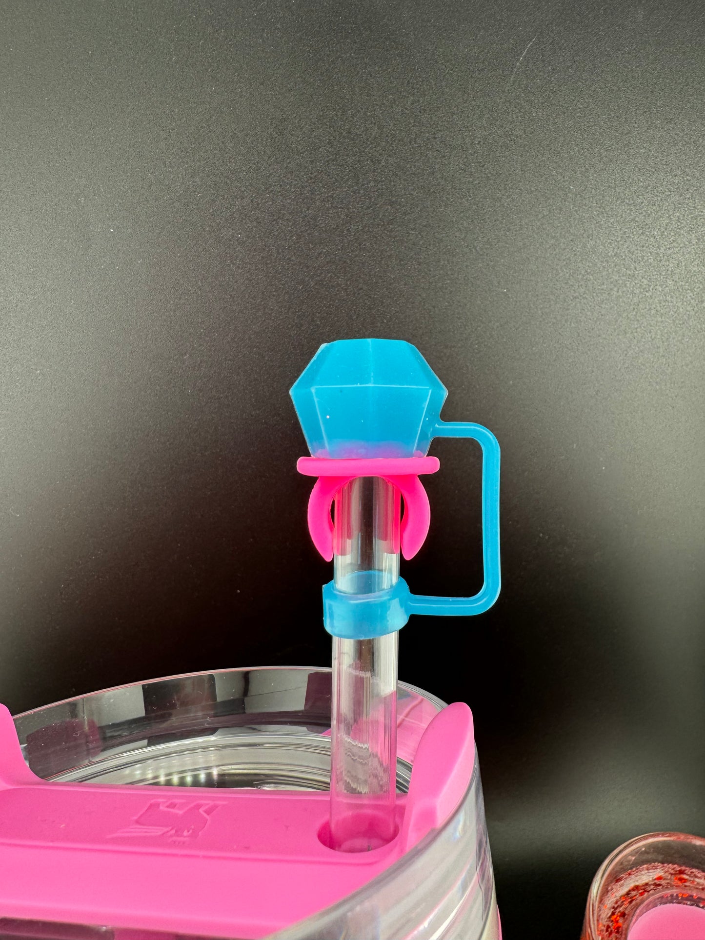 Ring Pop Straw Topper Stanley Blue and Pink and Green and Red Tumbler Custom Exclusive toppers
