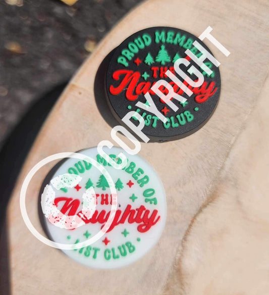 Proud member of the naughty list club exclusive copyrighted custom silicone focal bead