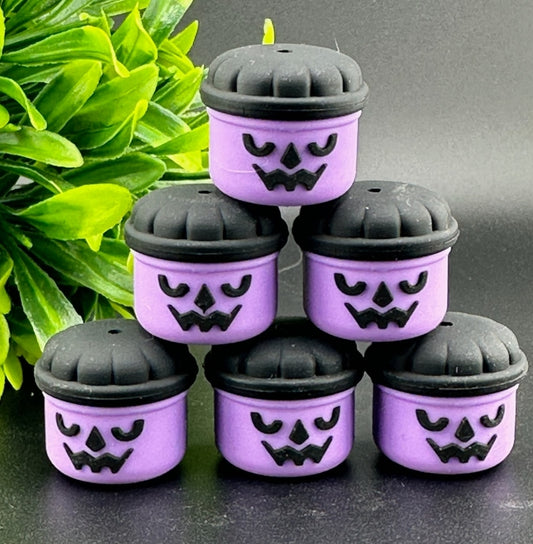 Halloween buckets silicone focal beads purple custom exclusive collab
