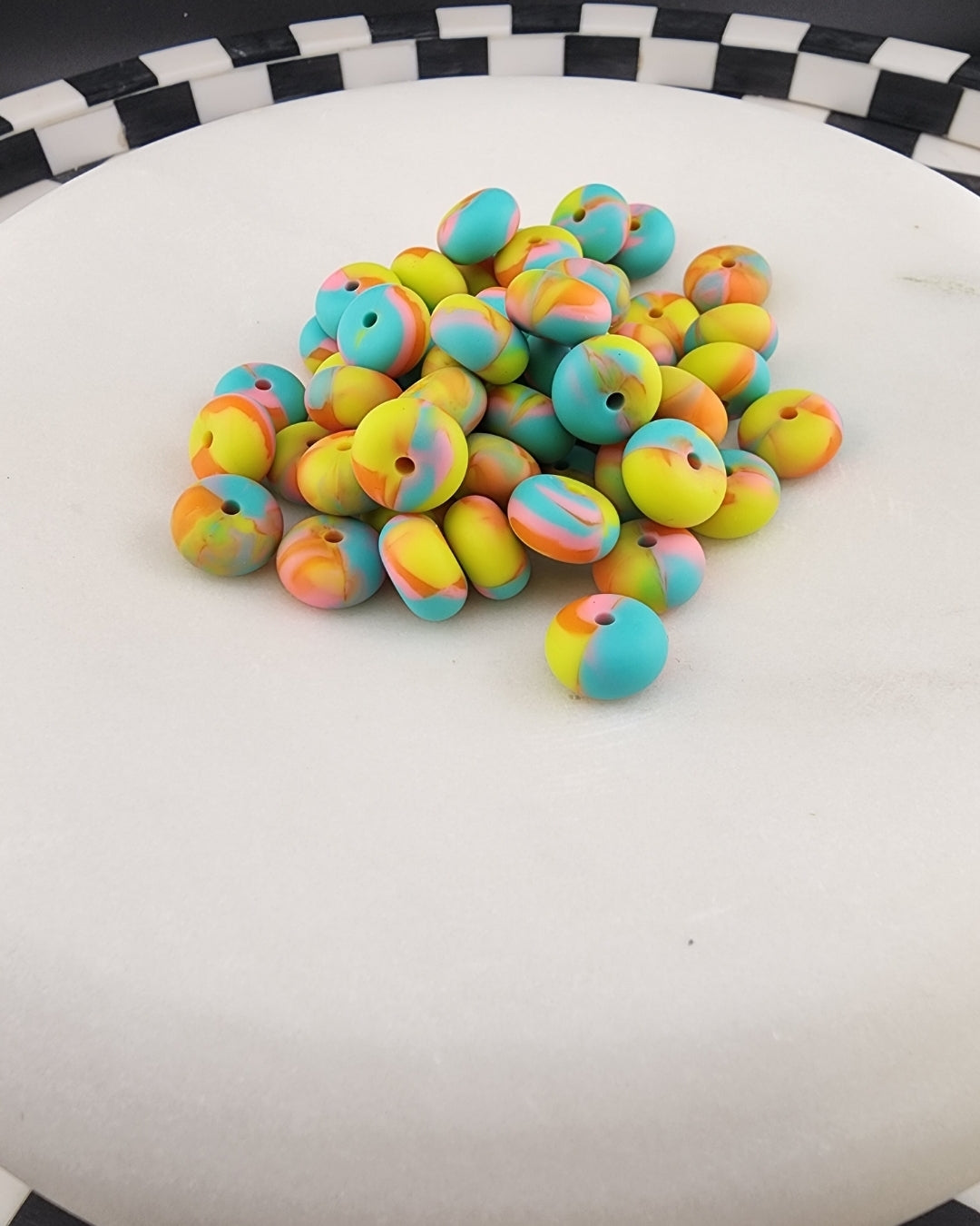 Glitter and swirl abacus all colors silicone beads