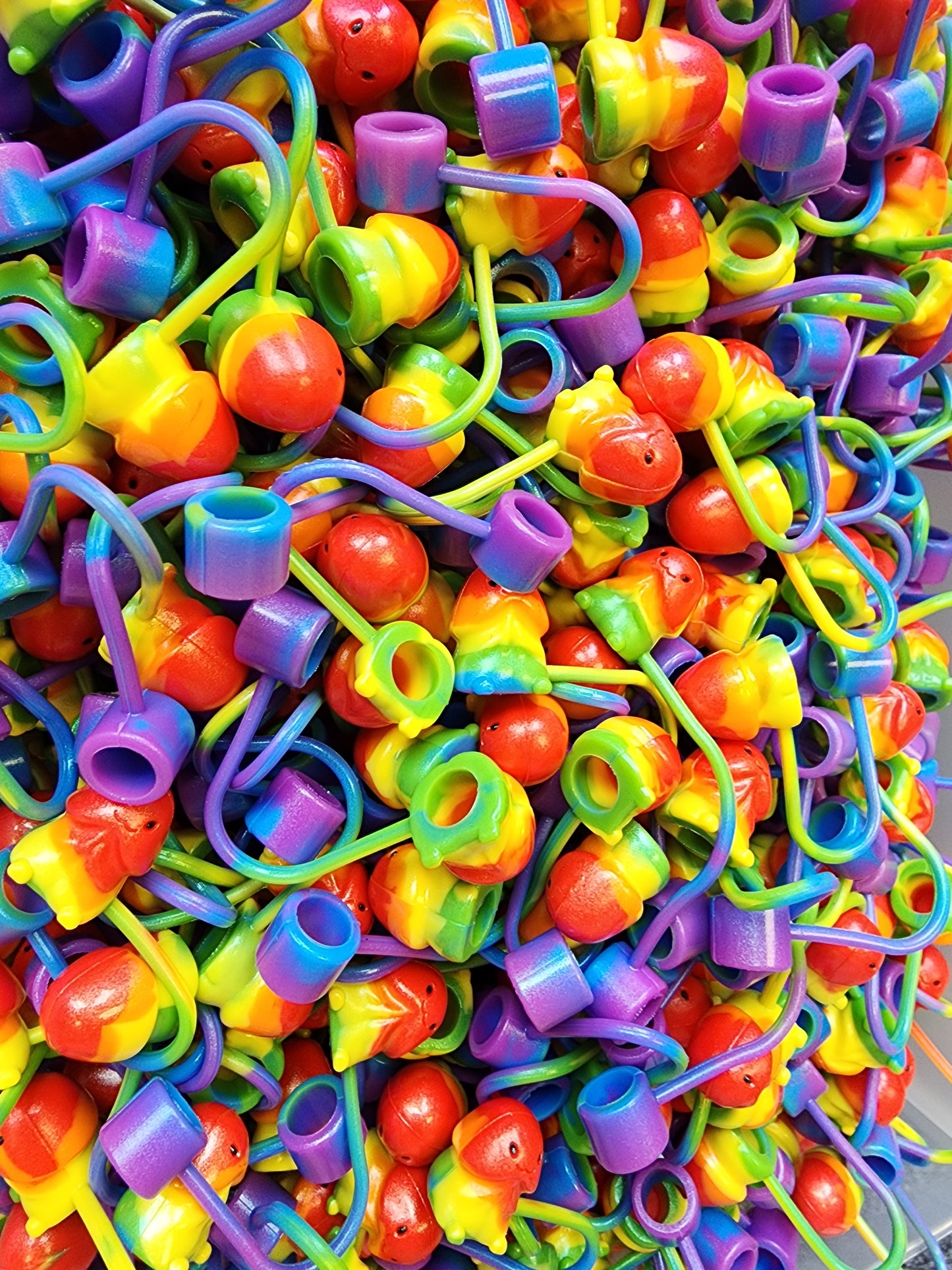 Rainbow Stripe Richard Pastel and Bright Focal and Straw Topper