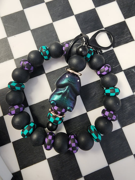 Darth richard oil slick Teal purple wristlet keychain