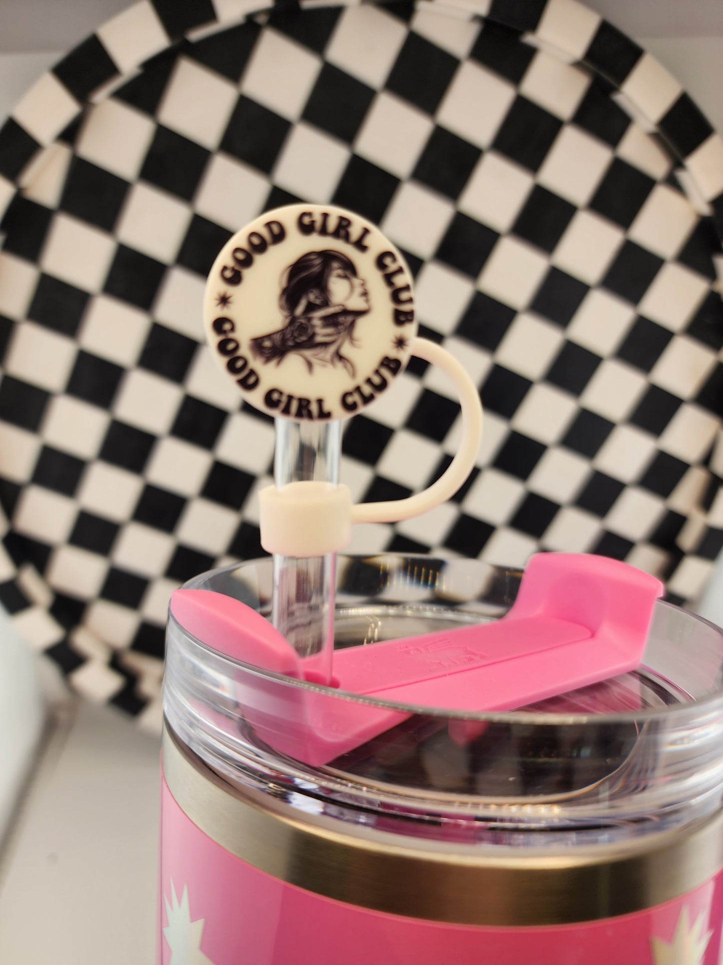 Custom silicone tumbler straw toppers smut good girl reading booktok