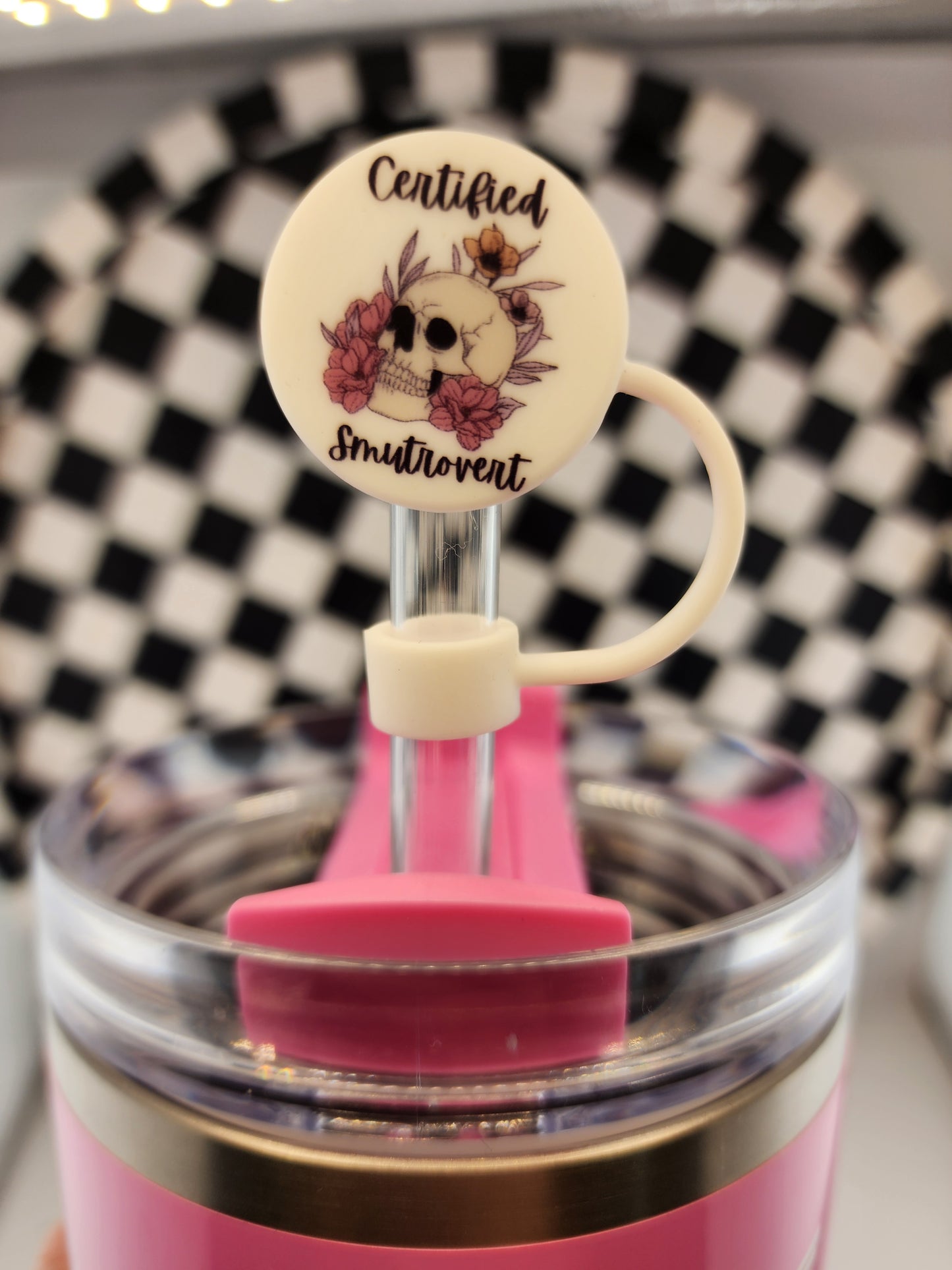 Custom silicone tumbler straw toppers smut good girl reading booktok