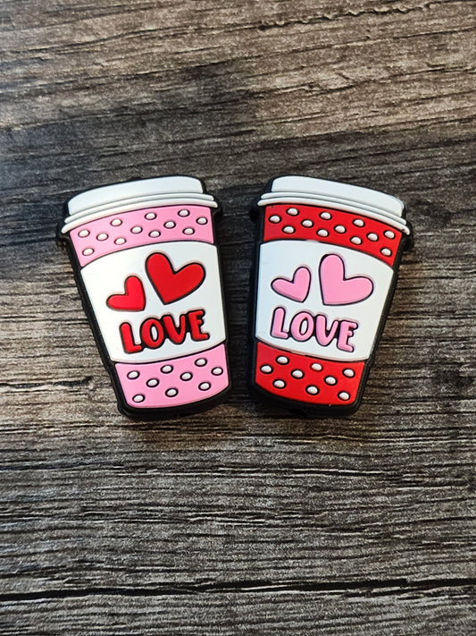 Valentines day coffee frap silicone focal bead