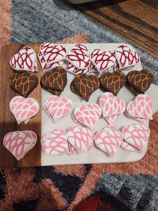 Heart focal beads bundle silicone focal beads custom design