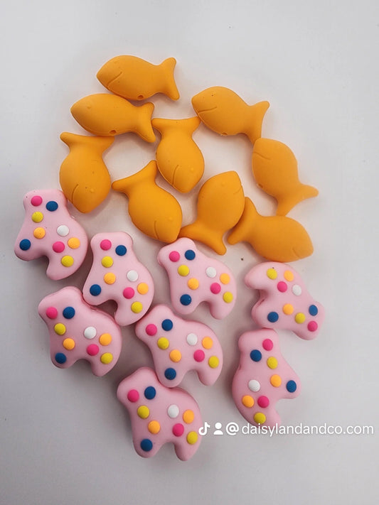 Goldfish crackers animal crackers cookies custom exclusive silicone focal beads bead