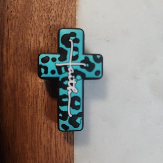 Faith cheetah cross exclusive silicone focal bead