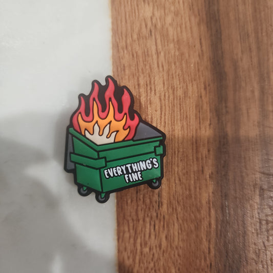 Everything's fine dumpster fire silicone focal bead