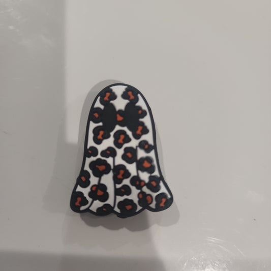 Ghost cheetah silicone focal bead rust and white