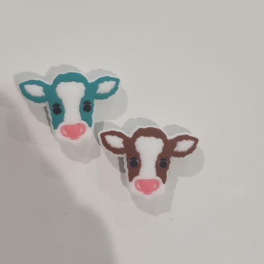 My little baby boy cows turquoise and dark brown silicone focal beads baby cows