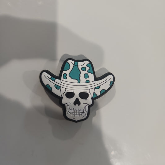 Cowboy skull silicone focal bead custom exclusive teal