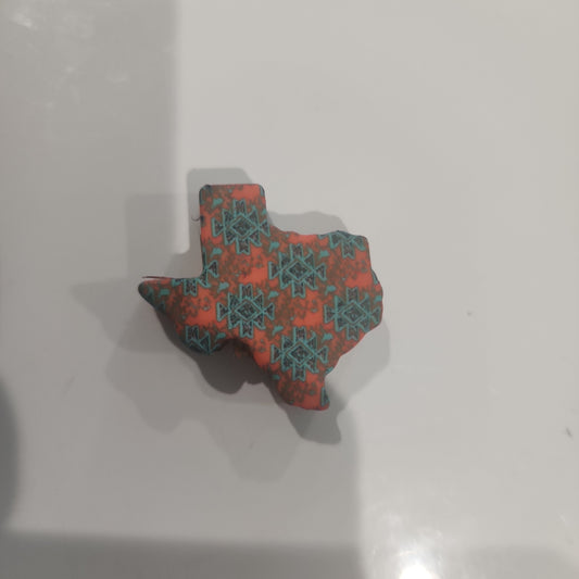 Texas print silicone focal state bead aztec print