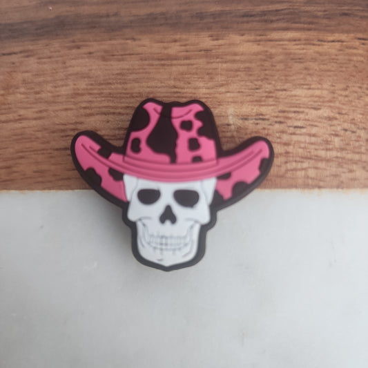 Skull with cowprint hat halloween cowboy skull