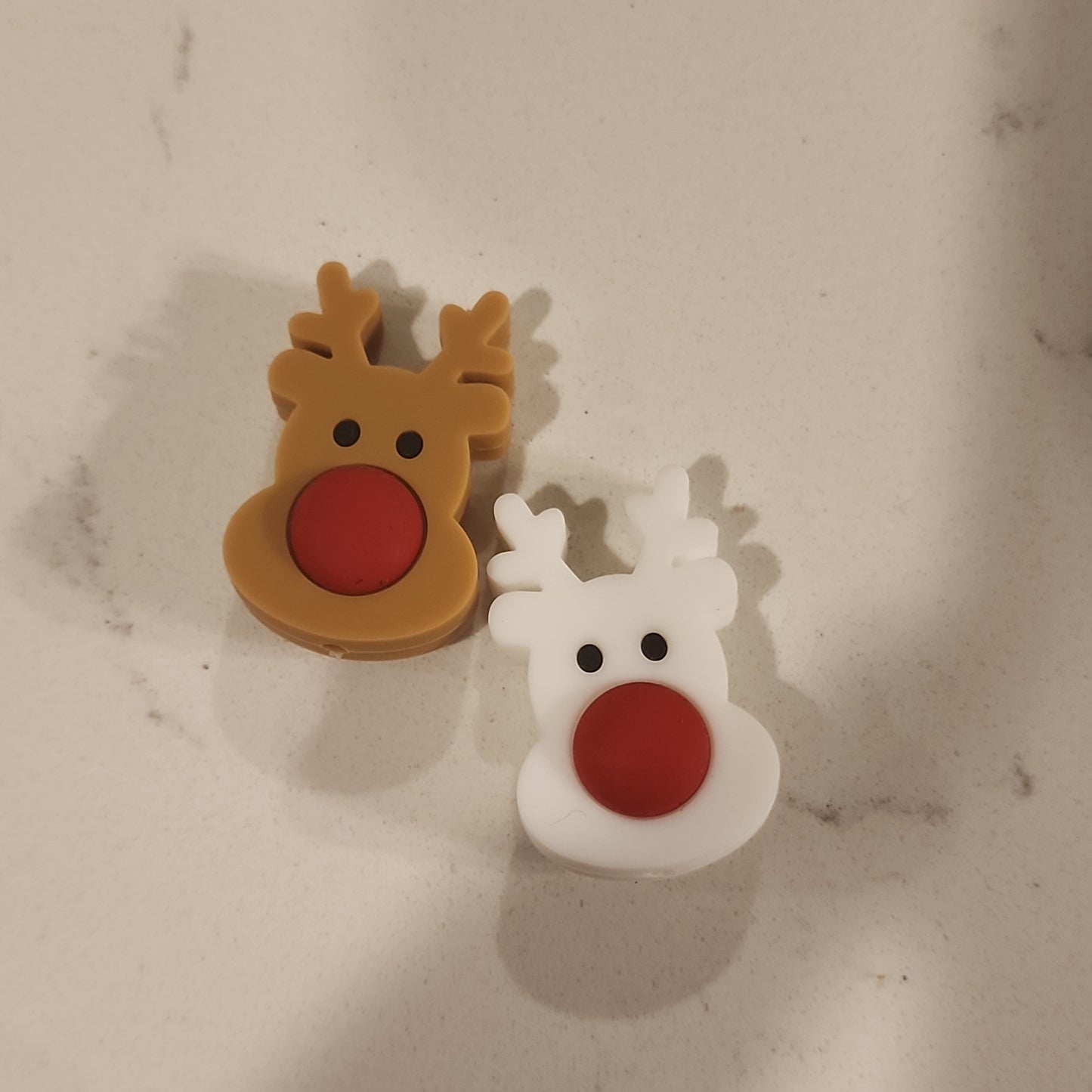 3d Rudolph with puffy nose reindeer silicone focal bead