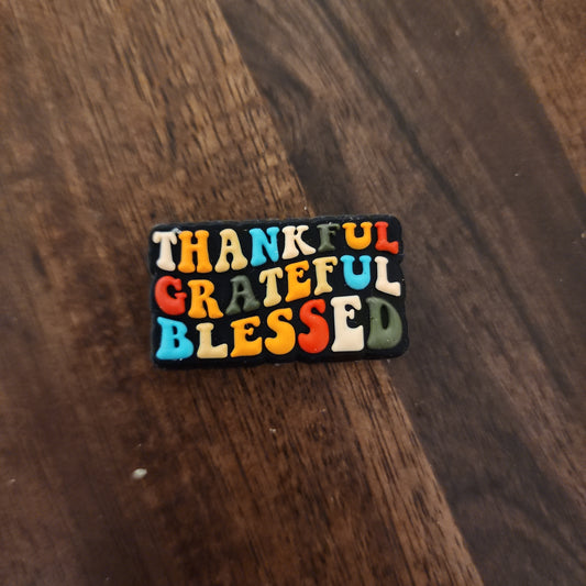 Thankful grateful blessed custom silicone focal bead