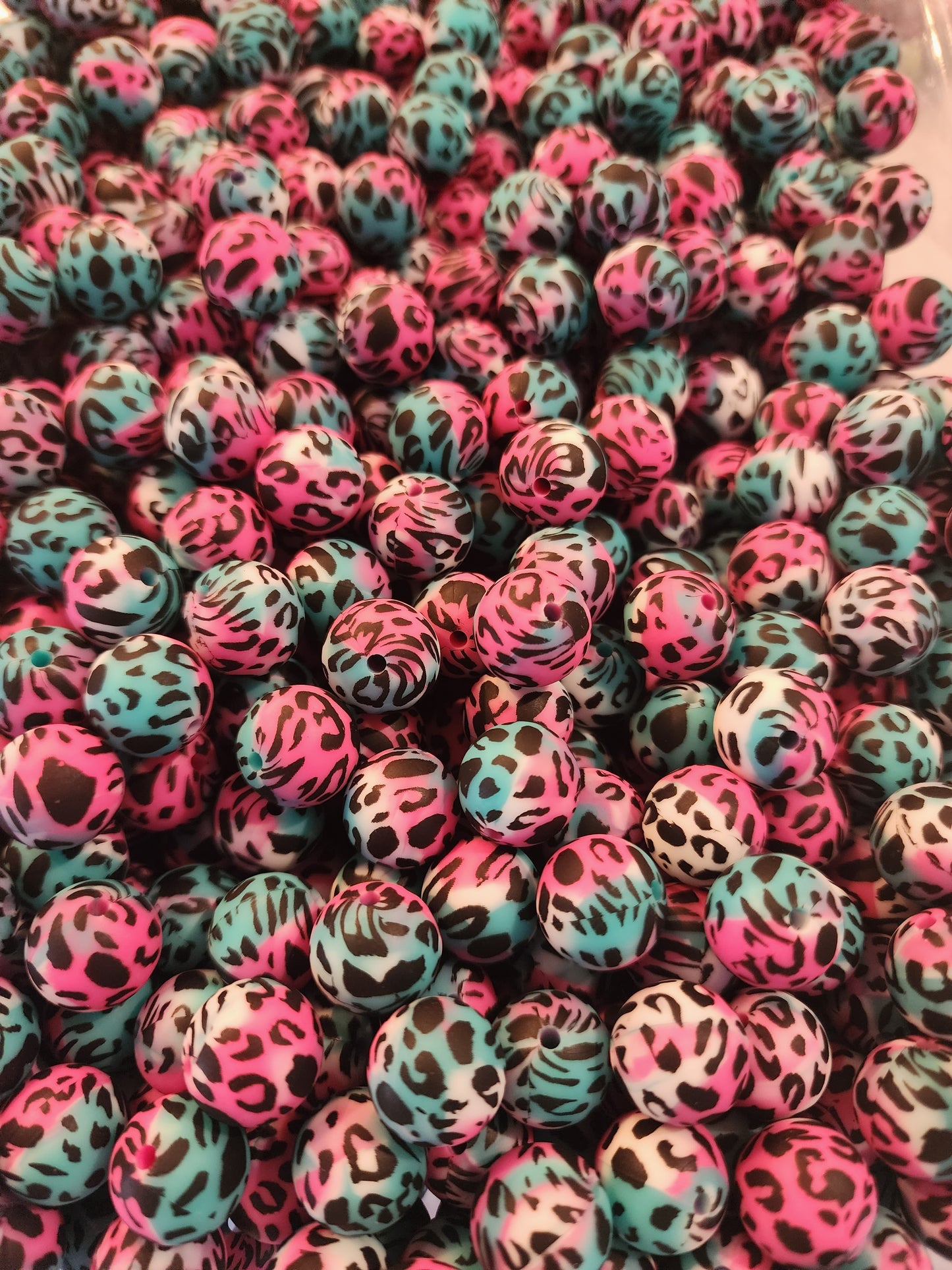 Custom cheetah teal pink swirl