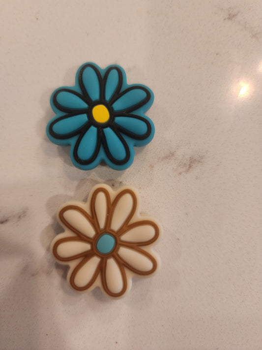 Daisys daisy flowers teal tan-UPI5