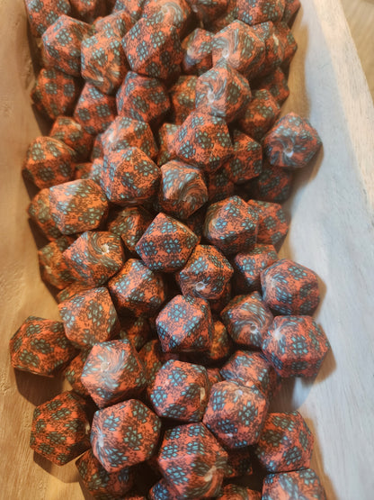 New rust turquoise aztec prints and rust black teal aztec prints 15mm and hexagons