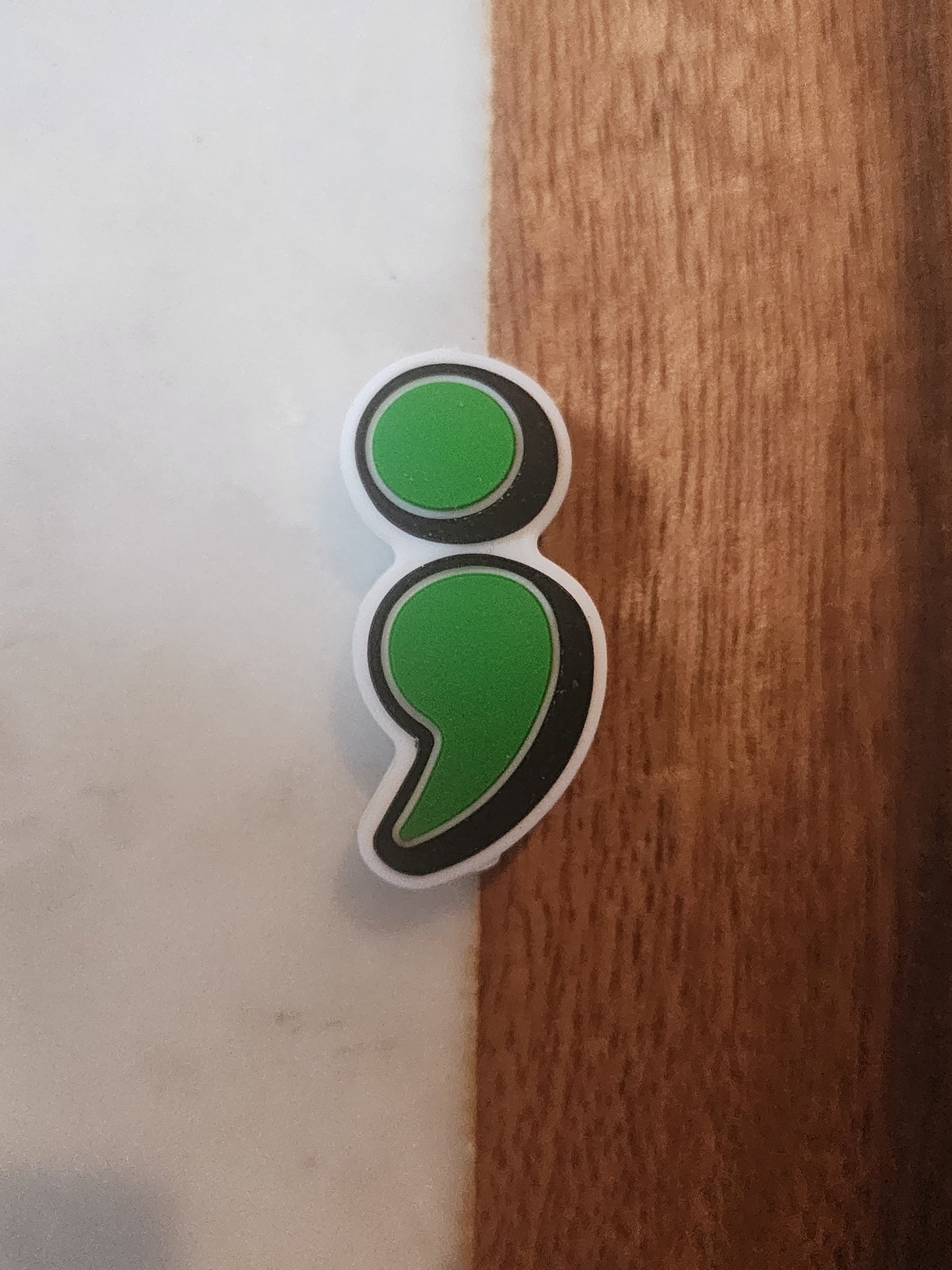 Mental health awaresness green semicolon...custom collab focal