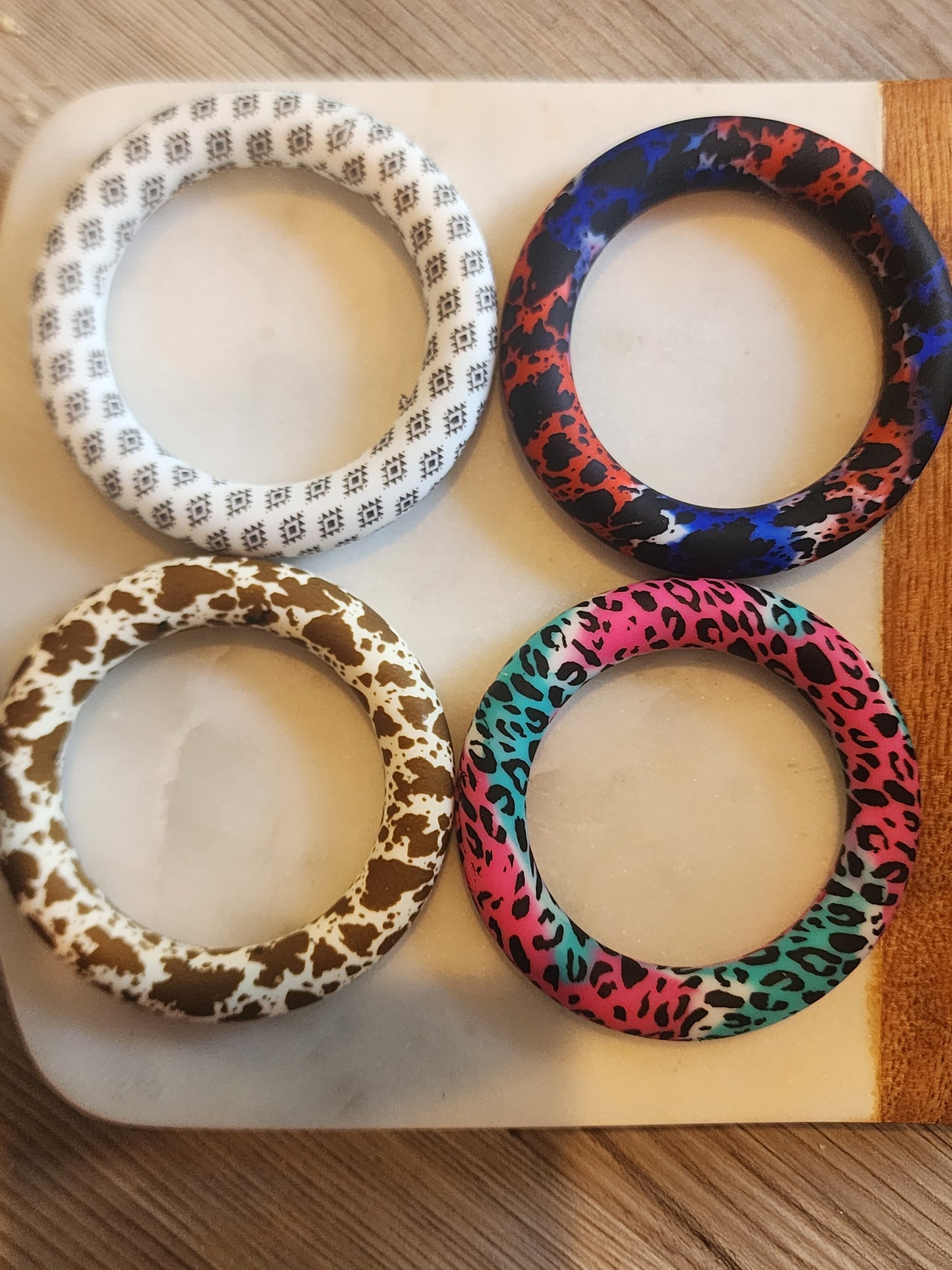 Custom printed rings for car freshies silicone 65mm ring aztec cowhide horror