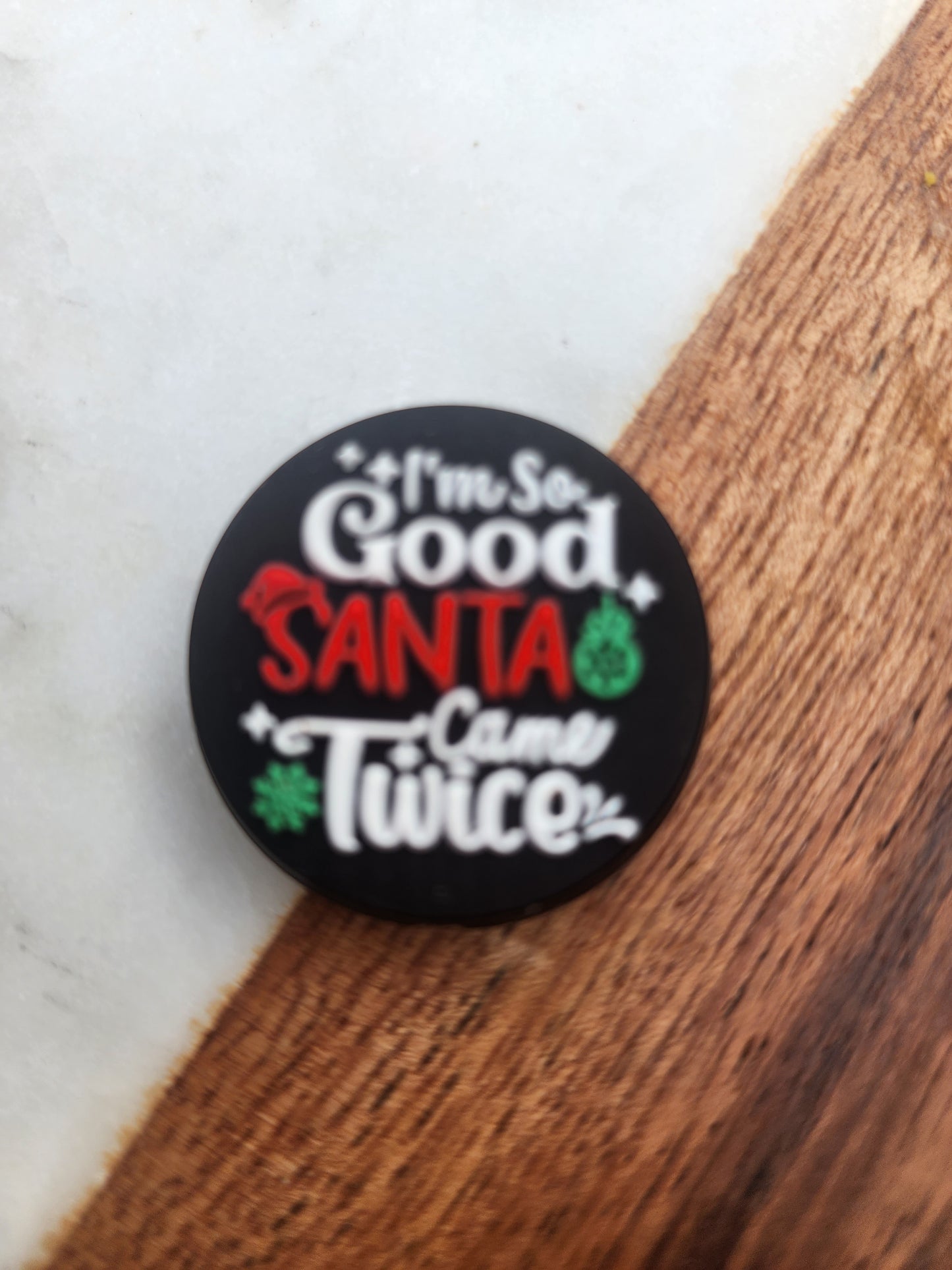 Santa came twice black copyrighted  custom exclusive copyrighted silicone Christmas bead