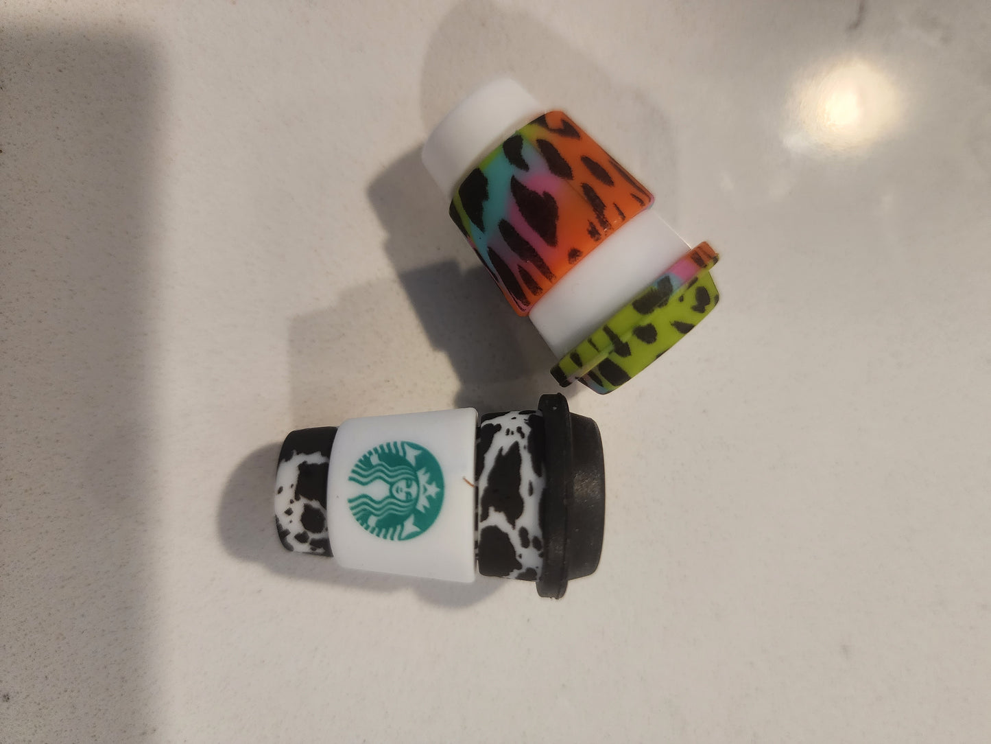 Cow print custom exclusive silicone focal beads CUSTOM EXCLUSIVE coffee cups cheetah cup