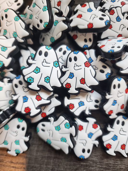 Ghost silicone focal beads custom