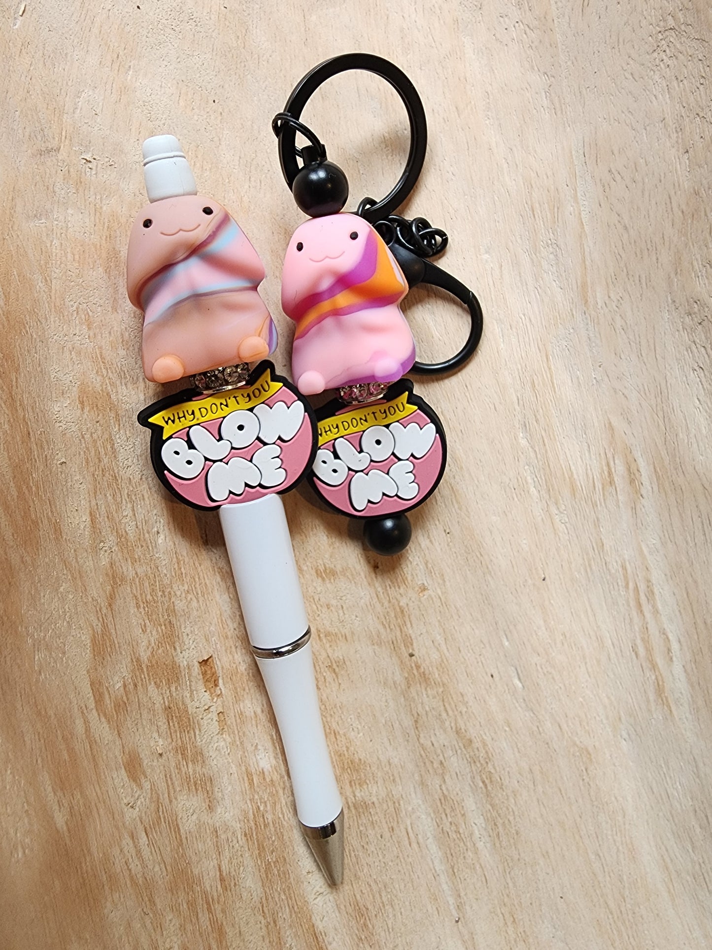 Blow me Richard Keychain pen set