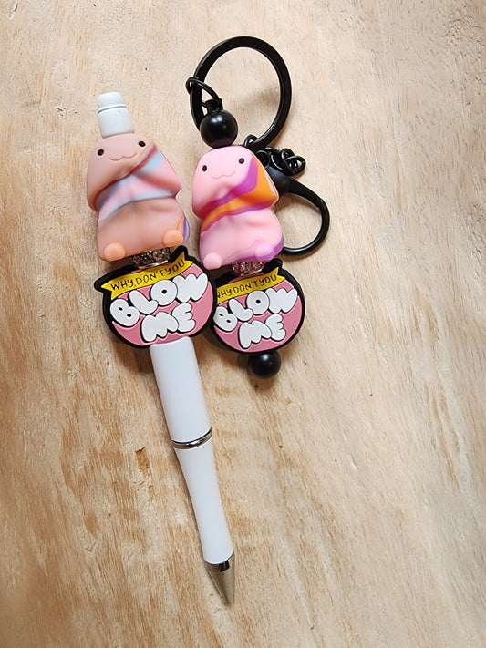 Blow me Richard Keychain pen set