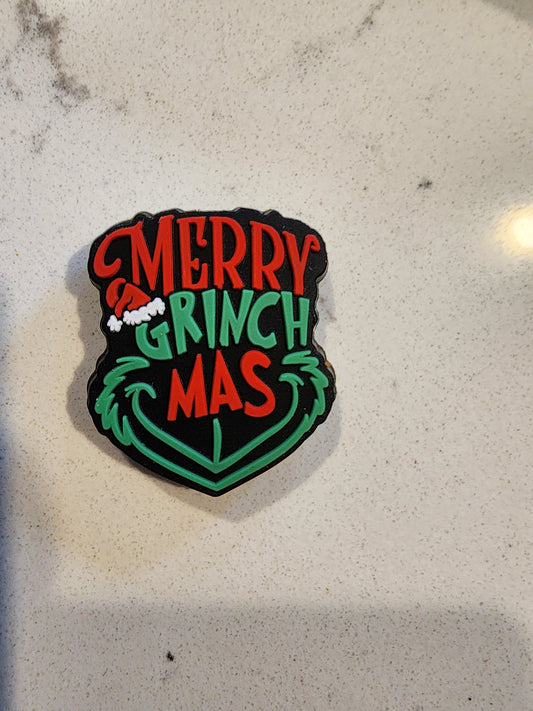 Merry grinchmas mean guy silicone focal bead