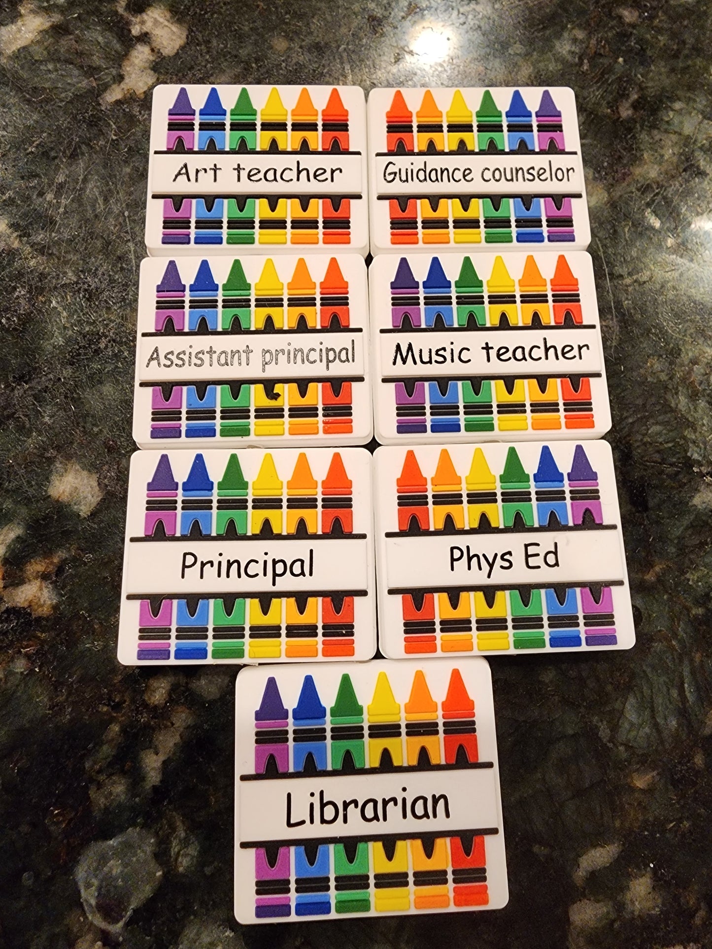 Teacher life crayon silicone focal beads art teacher guidance counselor assistant principal gym teacher music teacher librarian